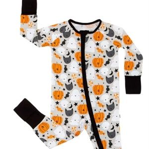 Little Sleepies Halloween Ghost and Pumpkin Pajamas - Orange, Black, Gray